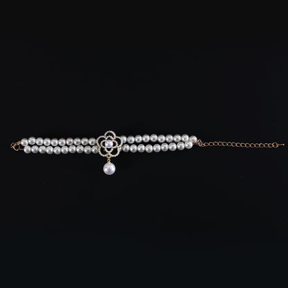 Collar brillante flor de perlas para mascotas