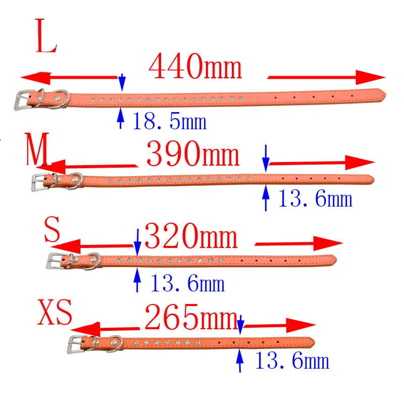 Collar de piel sintética con diamantes de imitación para perro