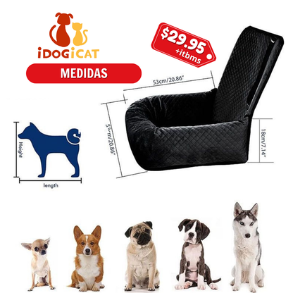 Asiento de carro acolchado para perros