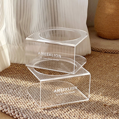 Plato elevado transparente con plato de acero inoxidable