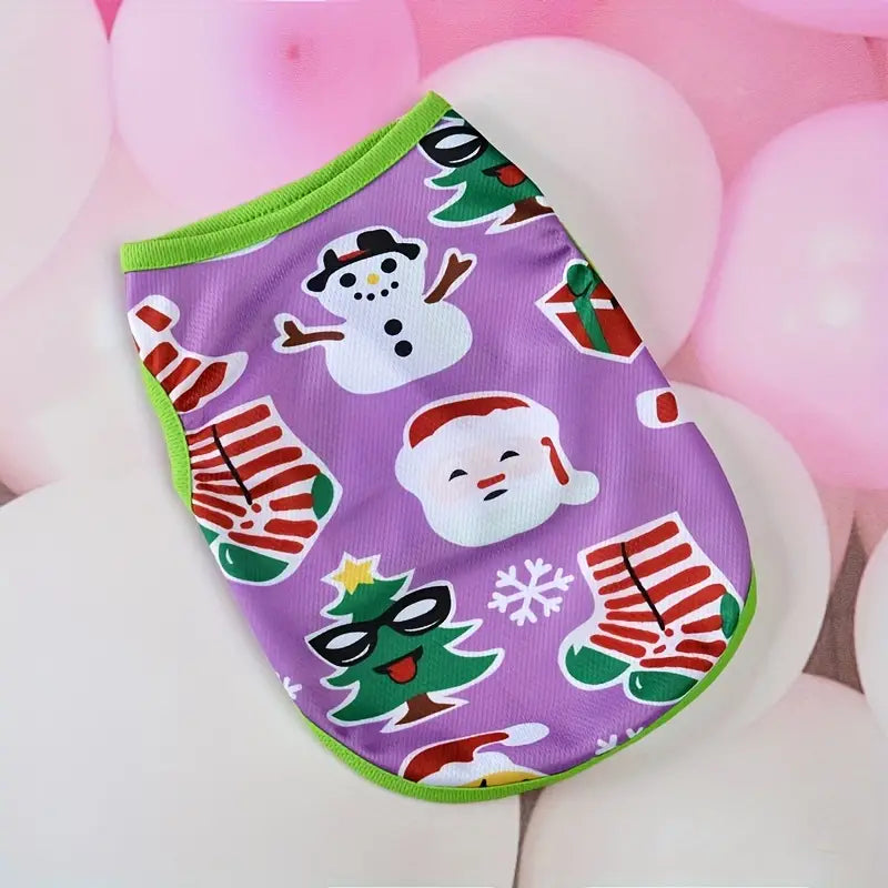 Ropa de algodón para perros pequeños y medianos estampado navideño
