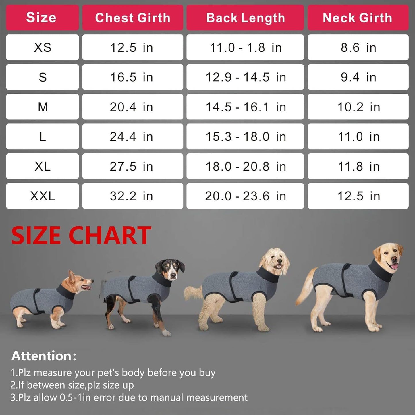 Traje postoperatorio para perros modelo T24