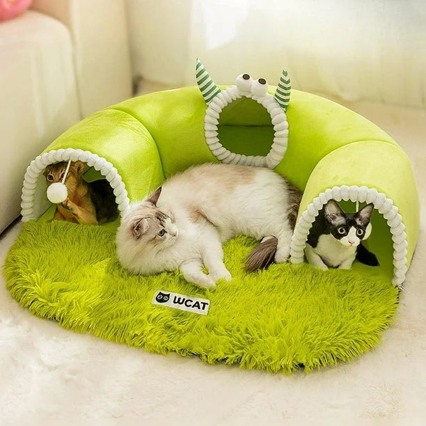 Túnel afelpado estilo cama para gatos