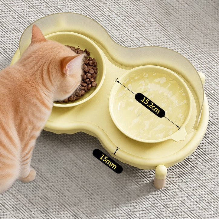 Comedero doble de ceramica anti salpicadura