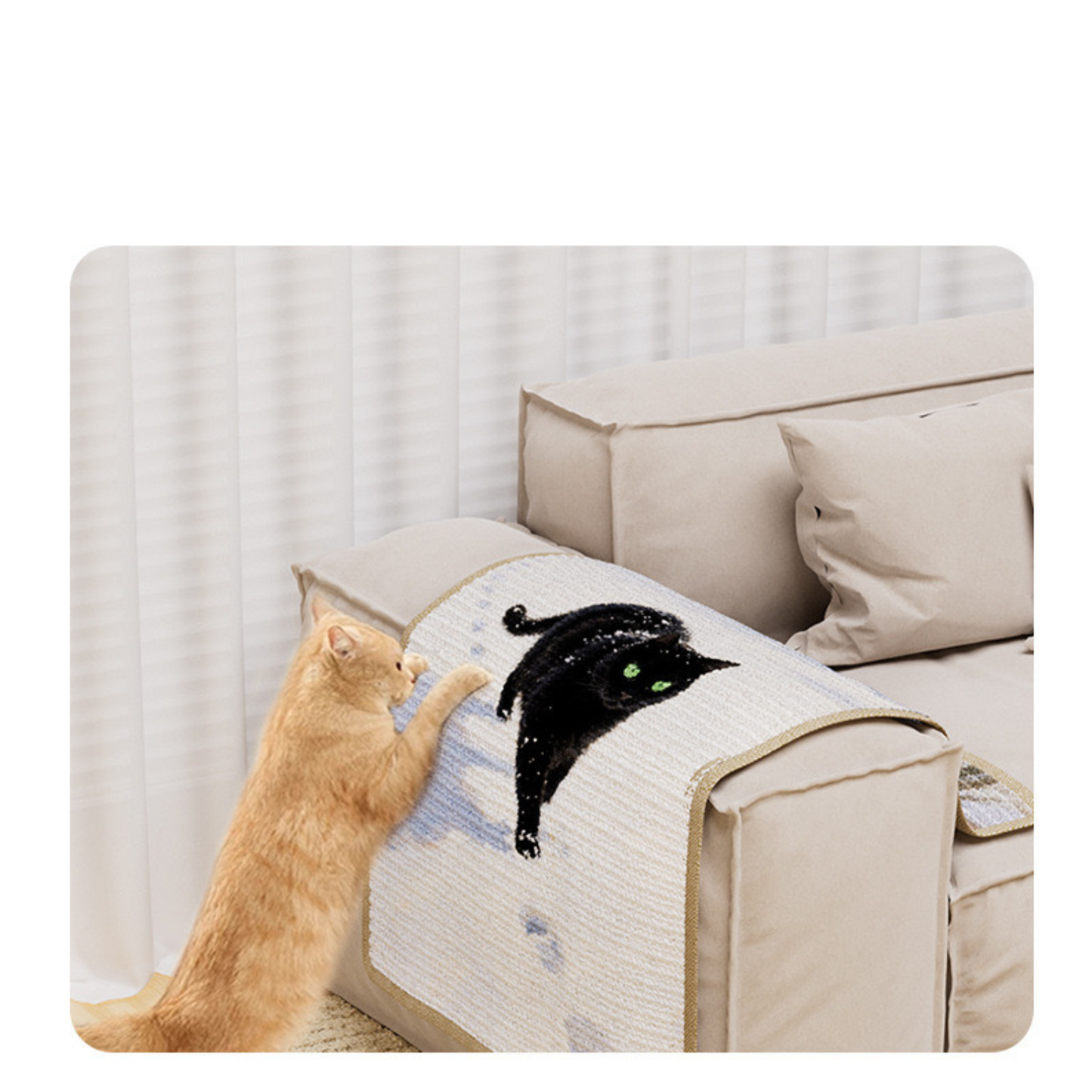 Tapete rascador de sisal con adhesivo (Diseño de gatito)