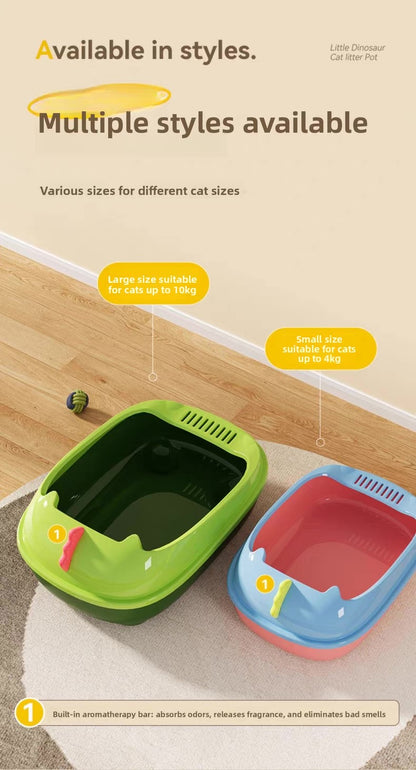 Arenero abierto para gatos estilo dinosaurio (dos tamaños disponibles)