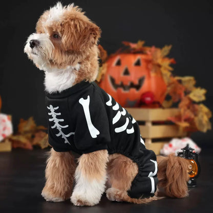 Abrigo esqueleto de halloween para mascotas