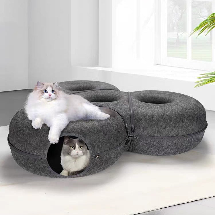 Túnel de dona triple para gatos gris oscuro