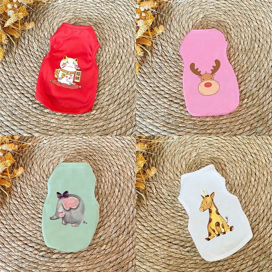 Ropa con estampado de dibujos animados para perros y gatos