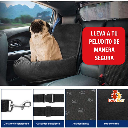 Asiento de carro acolchado para perros