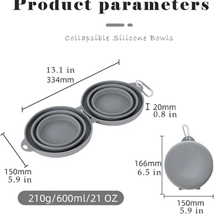 Comedero de silicona doble portátil