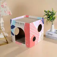 Casa de cartón rascador para gato