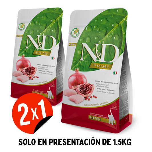 Comida para Gato Farmina: N&D Prime, Kitten, Pollo y Granada 1.5 KG