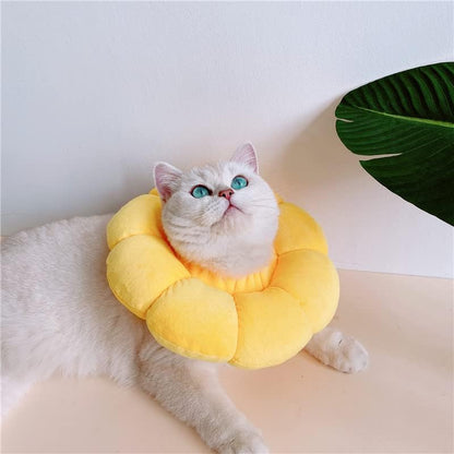 Collar isabelino de peluche con forma de girasol