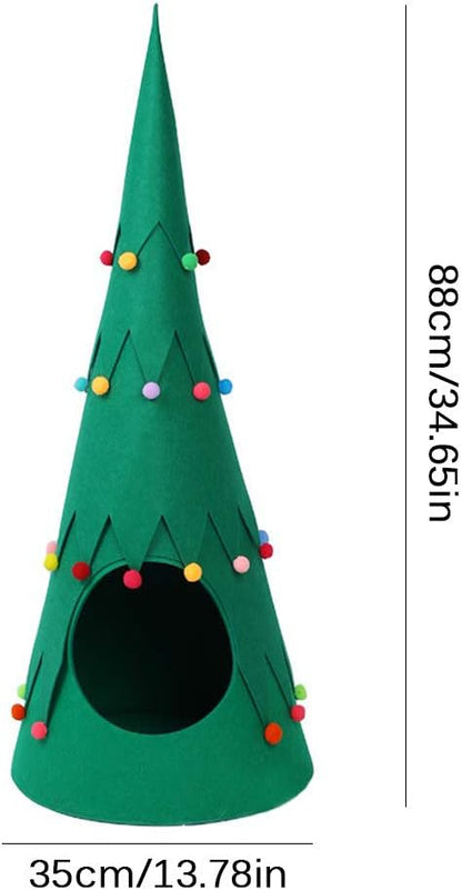 Tepee de fieltro para gatos navideño