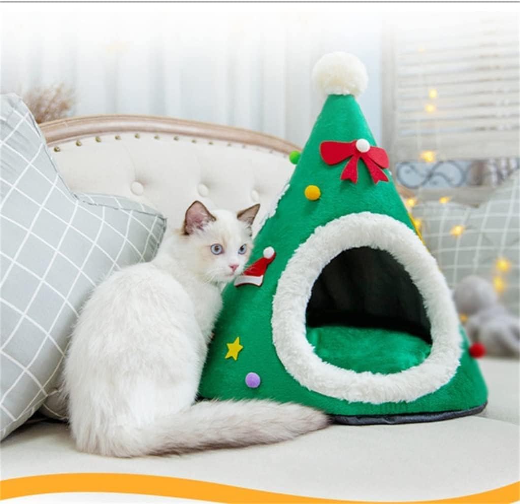 Tepee de algodón para mascotas pequeñas navideño