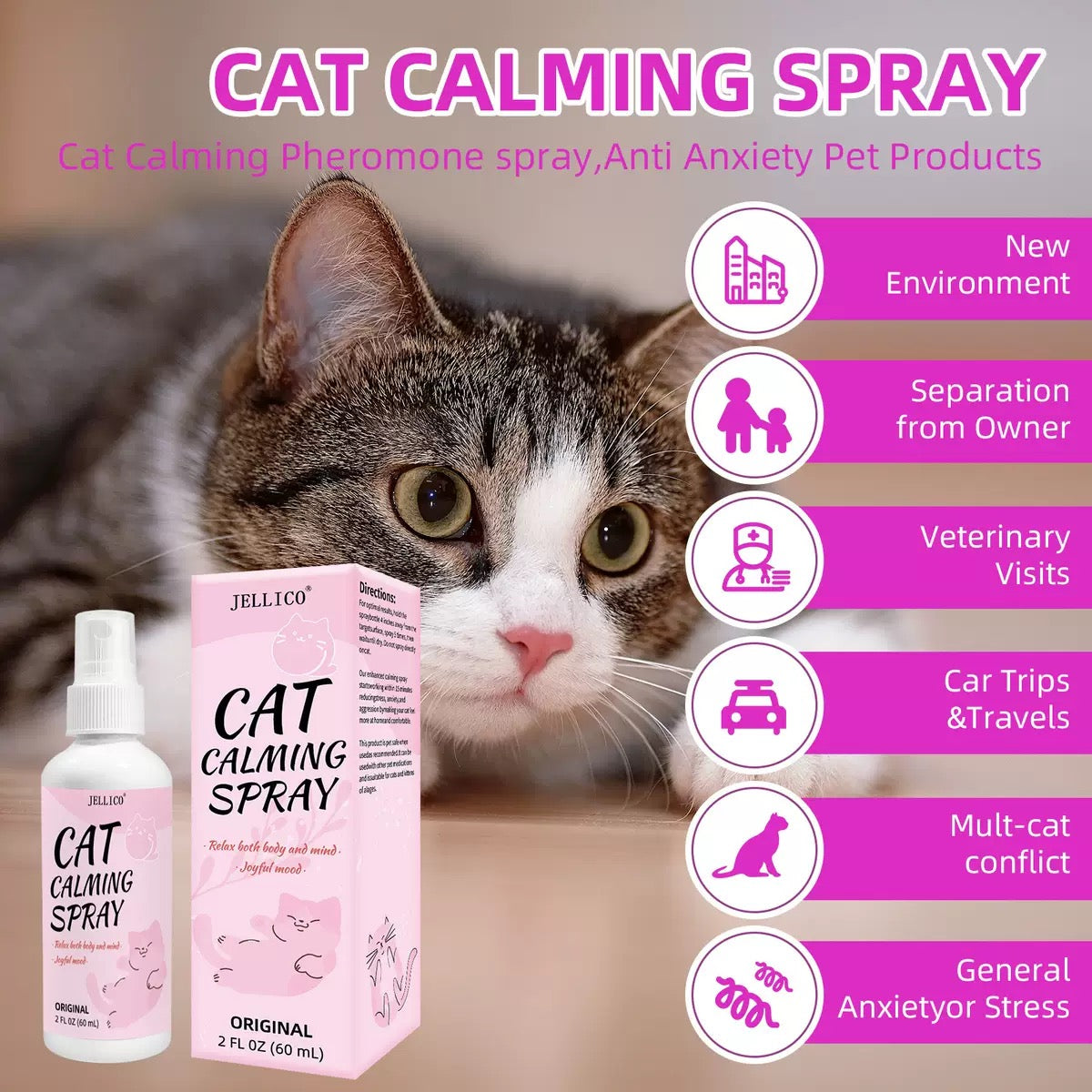 Spray calmantes para gatos Jellico 60ml