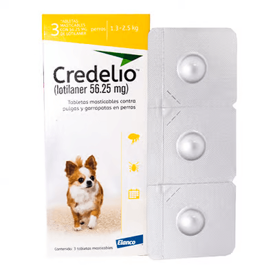 Desparasitante externo para perros de 1.3-2.5 kg Credelio 56.25mg 3 tabletas