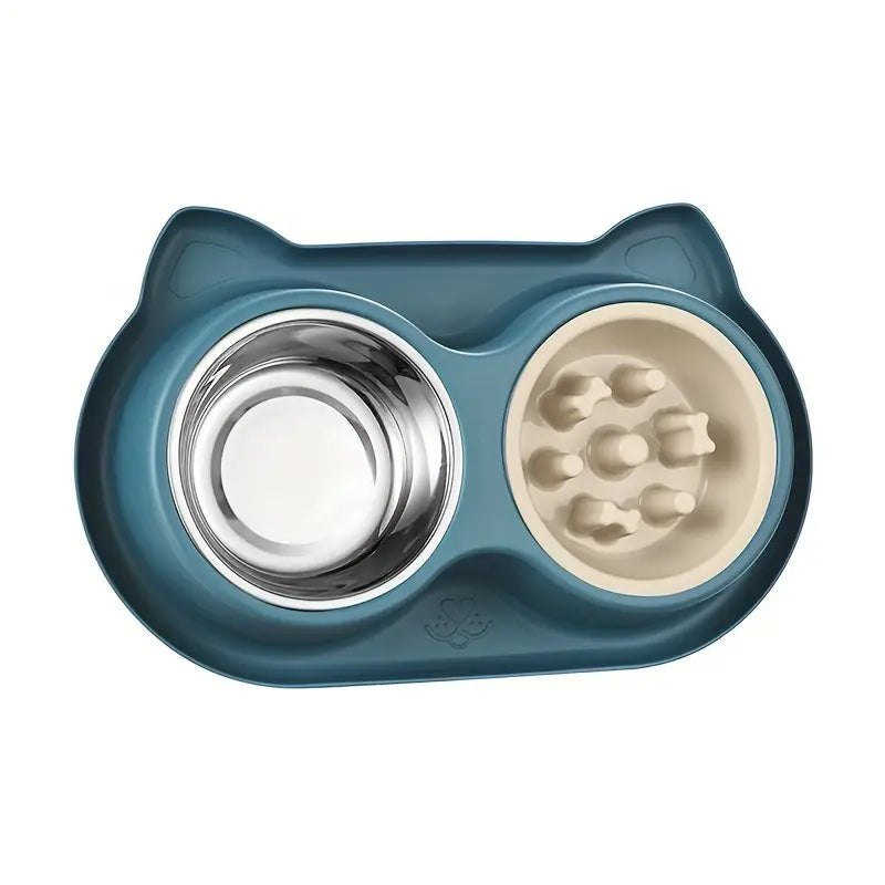 Comedero doble de plástico para gatos