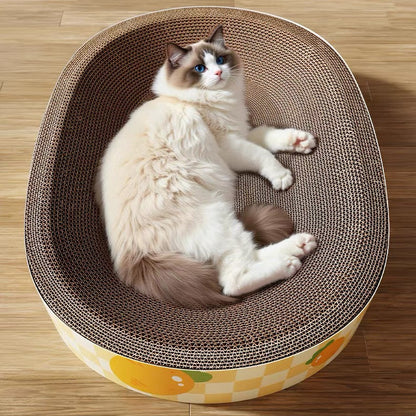 Rascador de cartón con diseño zanahoria para gatos