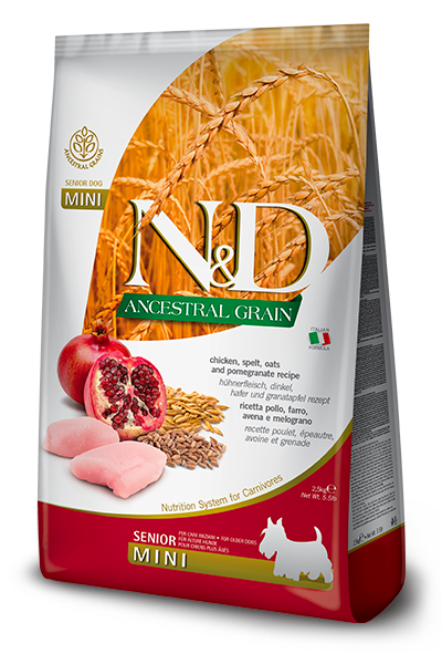 Comida para perro Farmina: Ancestral Grain, Senior, Razas pequeñas 2.5kg