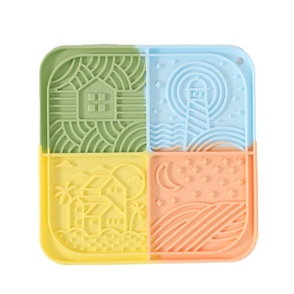 Lick mat cuadrado de colores para mascotas