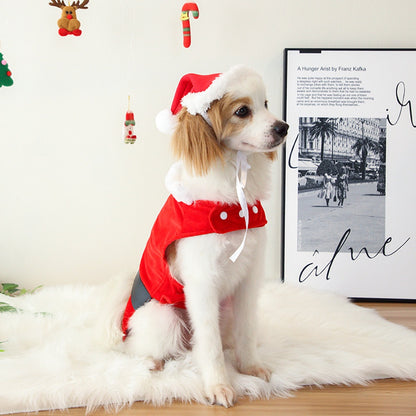 Ropa de santa con gorro para mascotas