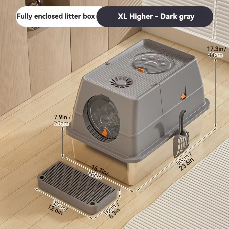 Arenero de acero inoxidable cerrado para gatos 61*41*38cm
