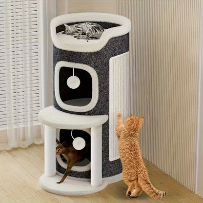 Torre de tres niveles para gatos gris 60cm de alto