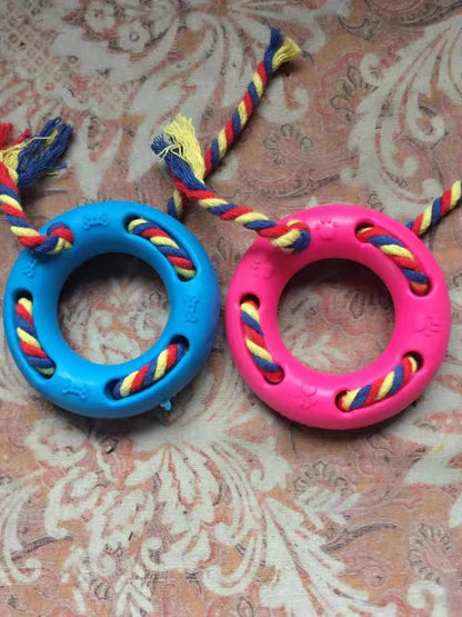 Juguete de perro aro de con cuerda para morder