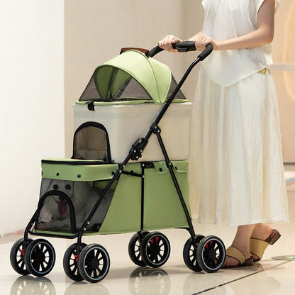 Coche doble desmontable para mascotas modelo 105 color verde