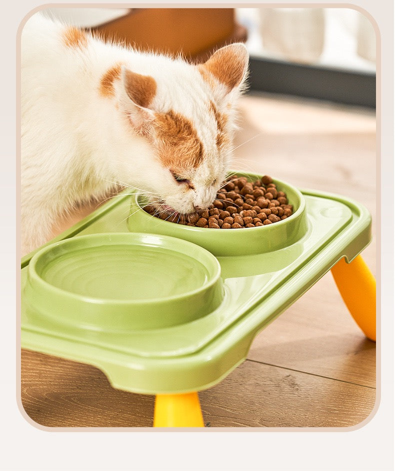 Comedero elevado de plastico doble naranja