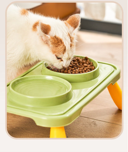 Comedero elevado de plastico doble naranja