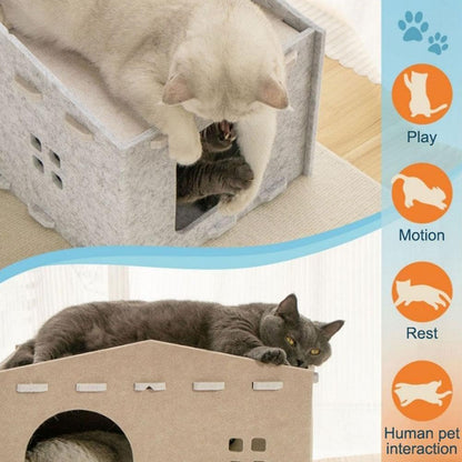 Casa de fieltro y cama para gatos (dos colores)