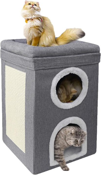 Casa para gatos plegable con rascador