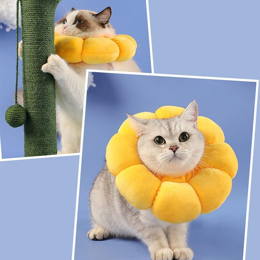 Collar isabelino de peluche con forma de girasol