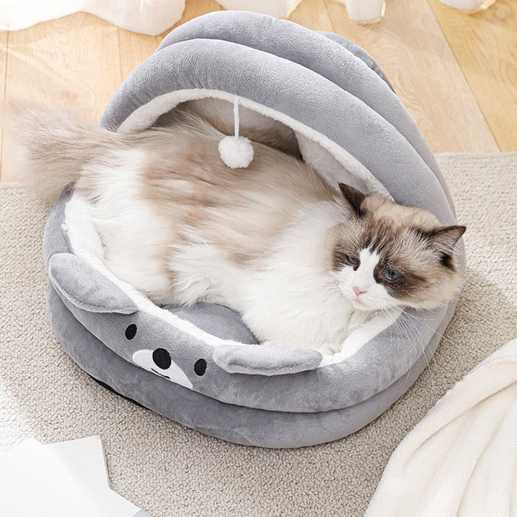 Casita de algodón osito gris para mascotas