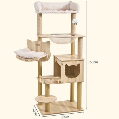 Torre para gatos de madera modelo Y36 (150cm altura)