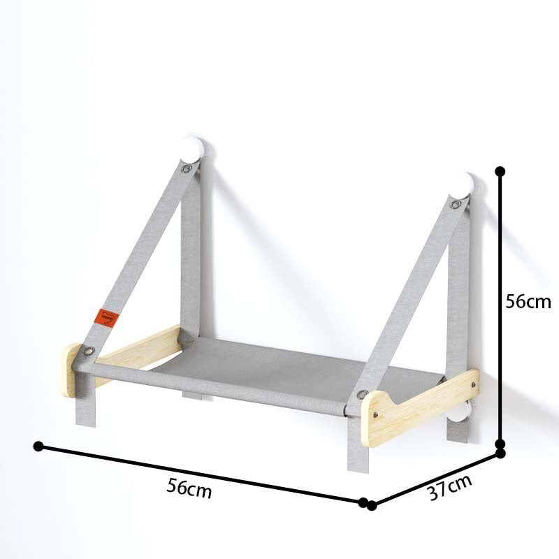 Hamaca de ventana con base de madera para gatos