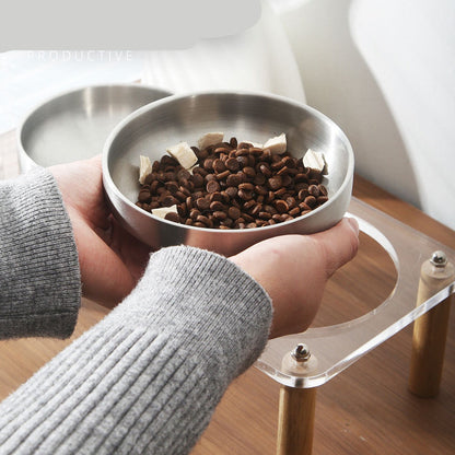 Comedero elevado de vidrio doble