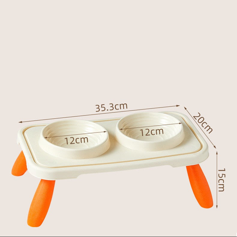 Comedero elevado de plastico doble naranja