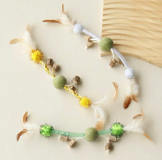 Juguete para gatos con catnip, matatabi y plumas