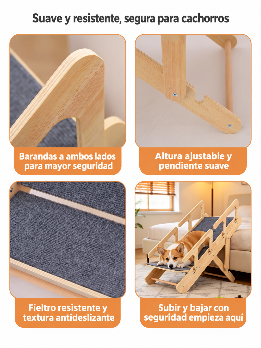 Rampa para  mascotas de madera modelo #2476 (64cm de alto)