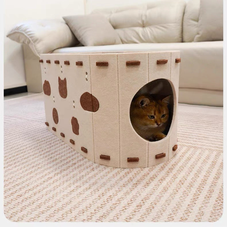 Rascador de fieltro beige para gatos modelo #rf03