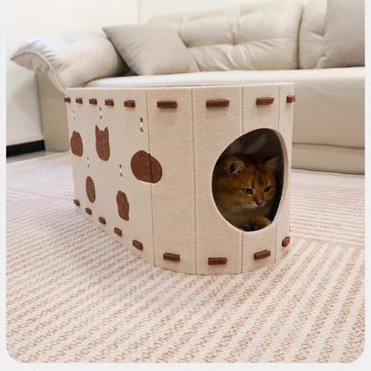Rascador de fieltro beige para gatos modelo #rf03