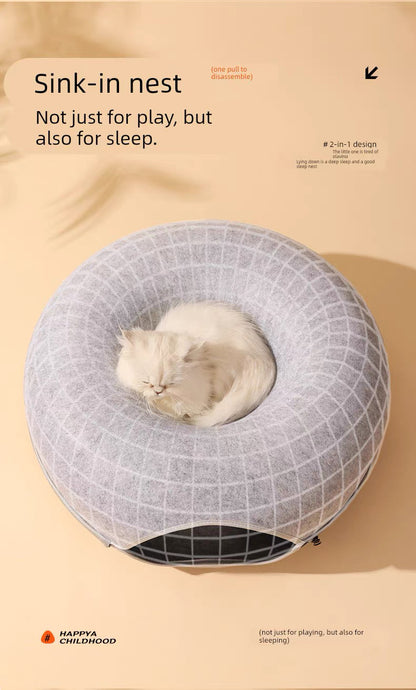 Túnel para gatos estilo dona de fieltro