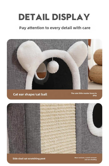Casita plegable para gatos con rascador (39*38*38cm)