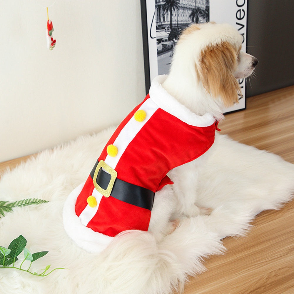 Ropa de santa con gorro para mascotas