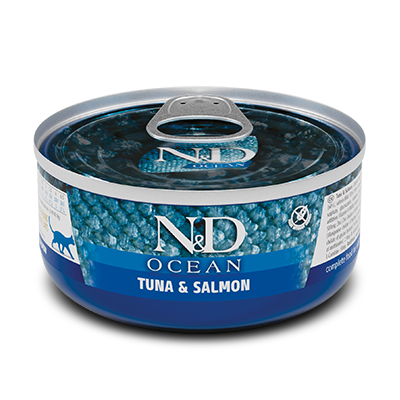 Comida Húmeda para Gato Farmina: N&D, Lata Ocean Atún y salmón 70g