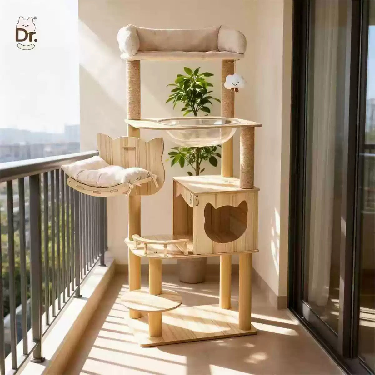 Torre para gatos de madera modelo Y36 (150cm altura)